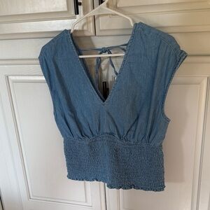 Old Navy Light Blue Denim Blouse